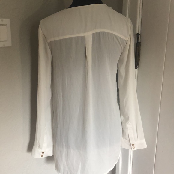 Ladies Eclipse White Long Sleeve Button Down Blouse - Size XS - Picture 5 of 6